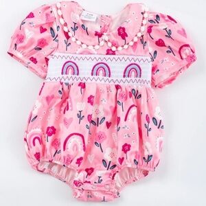 Pink Baby Romper with Rainbow Design NWOT 18-24mos